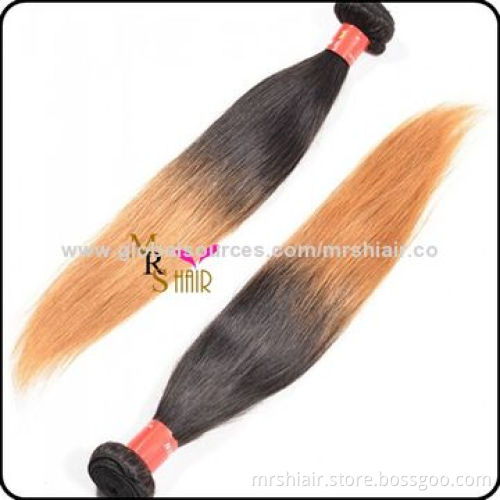 24-inch Ombre Color Silk Straight Peruvian Virgin Hair Weave